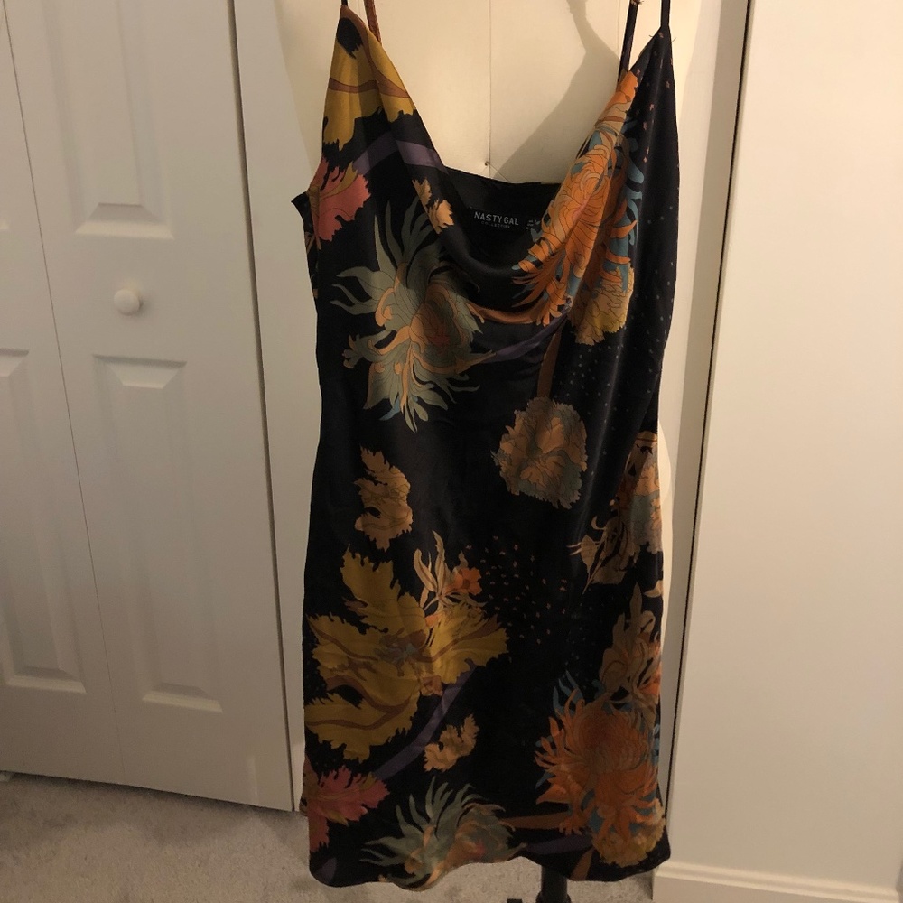 Nasty Gal Floral Cowl Mini Dress